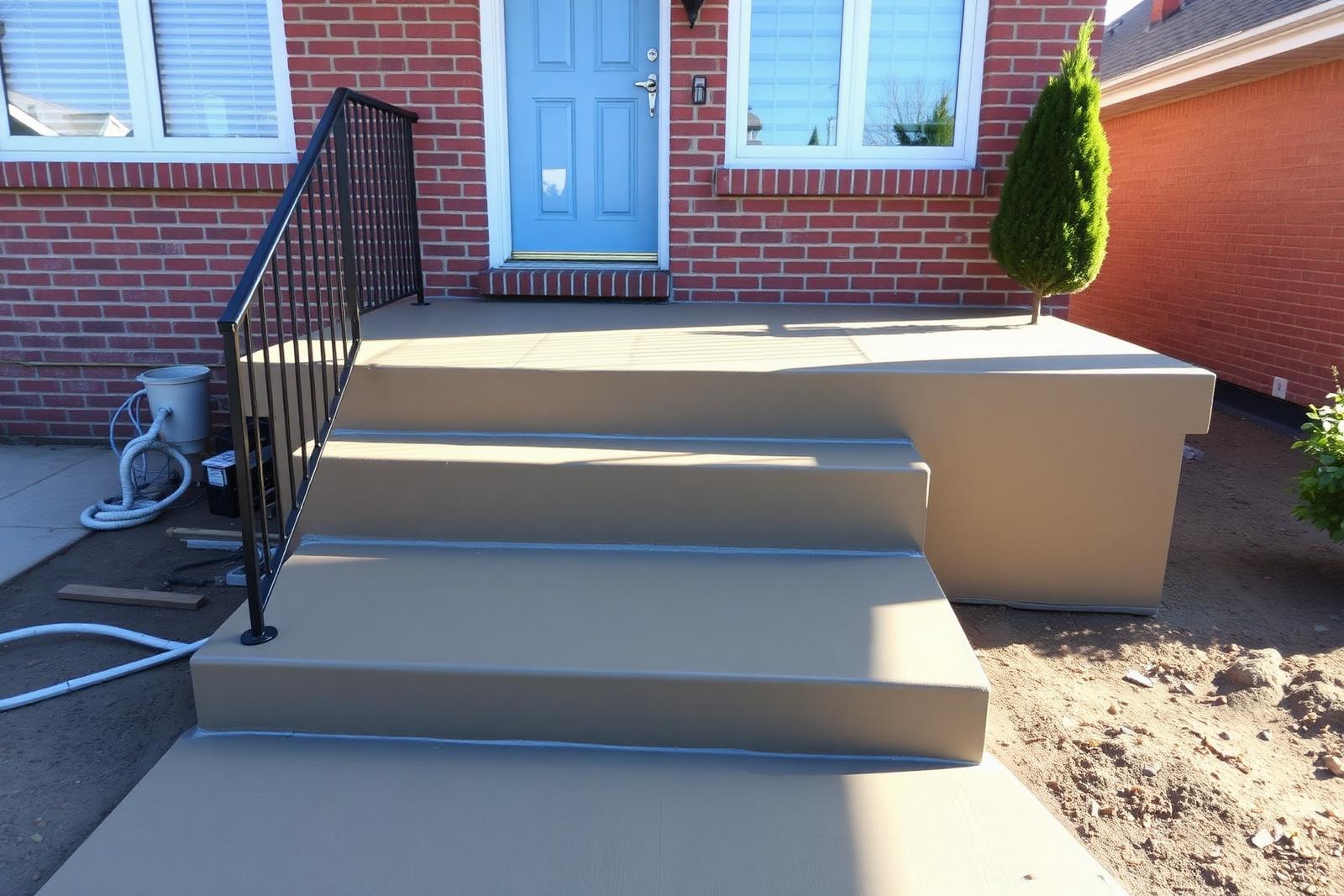 New poured concrete front steps and landing in Toronto, Ontario