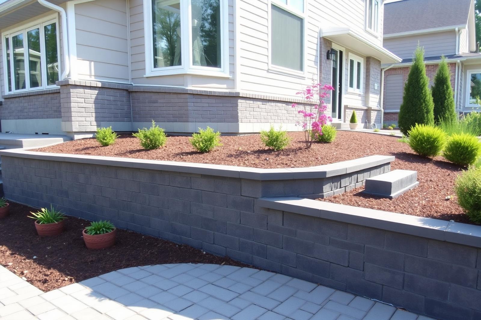 Segmental retaining wall and paver walkway in Caledon, Ontario